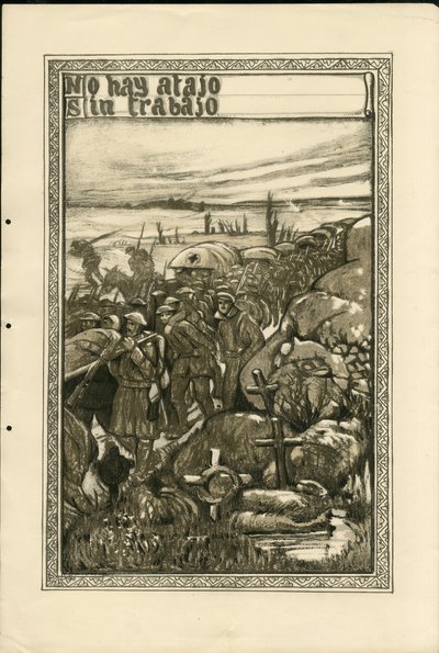 رسم توضيحي لفرانسيسكو سانشا لينغو (1874-1936) - ورقة طائرة ، حوالي عام 1915 - لا يوجد أتاجو سين تراباجو - حرب 14-18 ، شرائح ، اللغة الإسبانية ، الصحافة الأجنبية - السجناء بواسطة فرانسيسكو سانشا إي لينغو