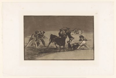 المور والحمير يقاتلون الثور Palenque de los Moros hecho con burros para defenseerse del toro embolado مصارعة الثيران (عنوان المسلسل) La Taureaumachie (عنوان المسلسل) La Tauromaquia (عنوان المسلسل) بواسطة يوجين لويزيليت