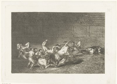 Picador steekt een lans in een stier مجموعتان من البيكادور غارقة في ثور واحد مصارعة الثيران (عنوان المسلسل) Stierenvechten (عنوان المسلسل) بواسطة فرانسيسكو دي جويا