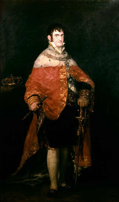 صورة لملك إسبانيا ، فرديناند السابع (1784-1833) بعباءته الملكية بواسطة فرانسيسكو دي جويا
