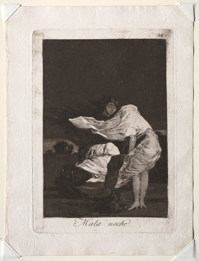 كابريتشوس: ليلة سيئة ، 1799. بواسطة فرانسيسكو دي جويا