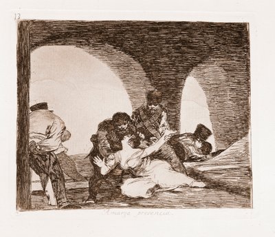 The Disasters of War : A man witness of the raping of his wife (etching from the preparatory drawing بواسطة فرانسيسكو دي جويا