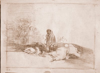 كوارث الحرب: لا أحد يساعده (رسم تحضيري بواسطة فرانسيسكو دي جويا