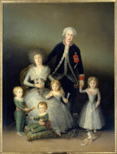 دوق أوسونا ، بيدرو دي الكانتارا وعائلته. لوحة لفرانشيسكو دي جويا إي لوسينتس (1746-1828). 1788. ح. 2،25x1،74 م مدريد. متحف دو برادو. - صورة لدوق أوسونا ، بيدرو تيليز جيرون (1755-1807) ؛ زوجته ، الكونتيسة دوقة بواسطة فرانسيسكو دي جويا