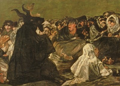 سبت السحرة أو الماعز العظيم ، (إحدى اللوحات السوداء) ، c.1821-23 (تفاصيل 38640) بواسطة فرانسيسكو دي جويا