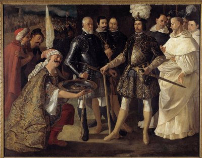 Reconquista: "" استسلام إشبيلية أمام فرديناند الثالث ملك قشتالة وليون "سلم المور مفاتيح المدينة إلى ملك قشتالة في 22/12/1248. رسم فرانسيسكو دي زورباران (1598-1664) 1634. 157.5x208.2 سم تجميع خاص بواسطة فرانسيسكو دي زورباران