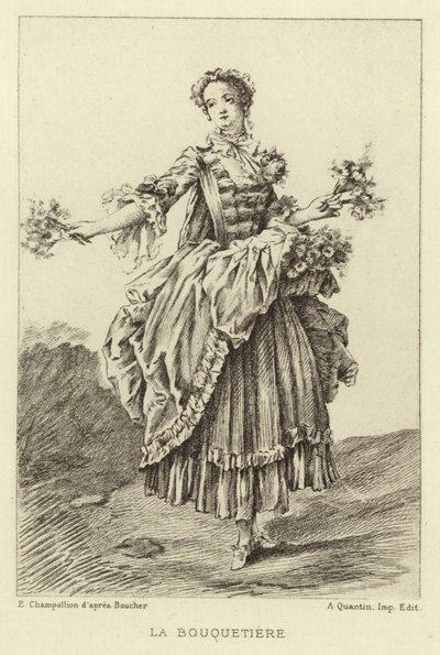 La Bouquetiere (نقش) بواسطة فرانسوا (بعد) باوتشر