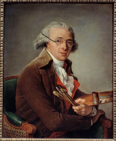 صورة للرسام فرانسوا أندريه فنسنت (1746-1816) الفنان يحمل لوحته ويرتدي نظارة. اللوحة بواسطة Adelaide Labille Guiard (1749-1803) من القرن الثامن عشر. 0.73 × 0.59 م - صورة للرسام فرانسوا أندريه فنسنت (1746-1816). الحرفي بواسطة فرانسوا أندريه فنسنت