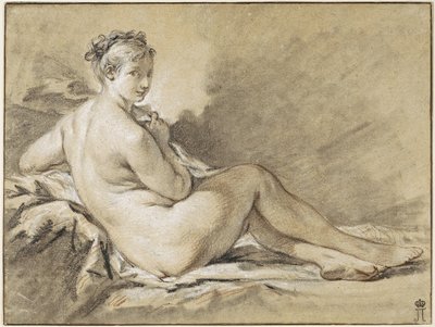دراسة عارية - فرانسوا باوتشر (1703-1770). متفائل ، الطباشير الأسود والأبيض على الورق بواسطة فرانسوا باوتشر