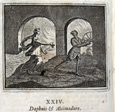 Daphnis و Alcimadura. أساطير جان دي لافونتين (1621-95). رسم توضيحي لفرانسوا تشوفو (1613-1676). طبعة 1728. بواسطة فرانسوا شوفو