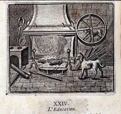 التربية. أساطير جان دي لافونتين (1621-95). رسم توضيحي لفرانسوا تشوفو (1613-1676). طبعة 1728. بواسطة فرانسوا شوفو