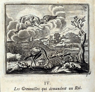 أساطير جان دي لافونتين (1621-95). رسم توضيحي لفرانسوا تشوفو (1613-1676). طبعة 1728. بواسطة فرانسوا شوفو