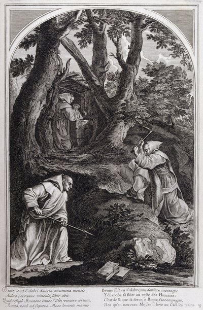 رسم توضيحي من "حياة القديس برونو ، مؤسس النظام الكارثوسي" باريس 1660. بعد لوحات Eustache Le Sueur ونقشها Fran Sois Chauveau © UIG / Leemage بواسطة فرانسوا شوفو