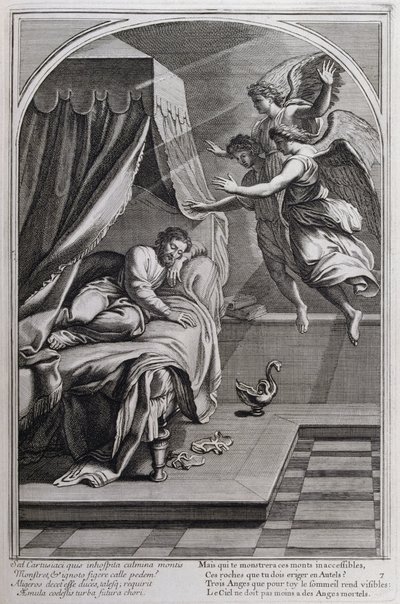 رسم توضيحي من "حياة القديس برونو ، مؤسس النظام الكارثوسي" باريس 1660. بعد لوحات Eustache Le Sueur ونقشها Fran Sois Chauveau © UIG / Leemage بواسطة فرانسوا شوفو