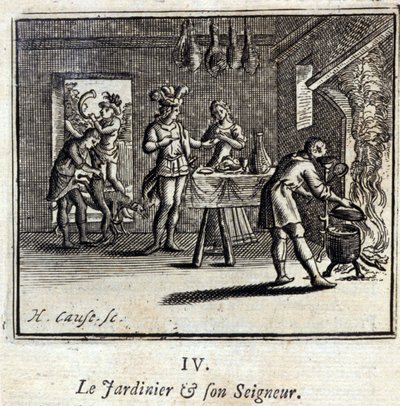 البستاني وسيده حكايات جان دي لافونتين (1621-1695). رسم توضيحي لفرانسوا تشوفو (1613-1676). طبعة 1728. بواسطة فرانسوا شوفو