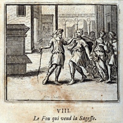الفاو الذي يبيع الحكمة. أساطير جان دي لافونتين (1621-95). رسم توضيحي لفرانسوا تشوفو (1613-1676). طبعة 1728. بواسطة فرانسوا شوفو