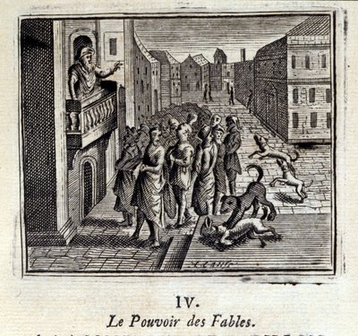 قوة الخرافات. أساطير جان دي لافونتين (1621-95). رسم توضيحي لفرانسوا تشوفو (1613-1676). طبعة 1728. بواسطة فرانسوا شوفو