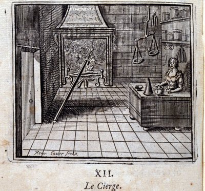 الشمعة. أساطير جان دي لافونتين (1621-95). رسم توضيحي لفرانسوا تشوفو (1613-1676). طبعة 1728. بواسطة فرانسوا شوفو