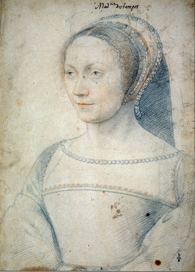صورة آن دي بيسيلو ، زوجة جان دي براش ، دوقة إتامبس (1508 - 1576). الرسم بالحجر الأسود والدم لفرانسوا كلويه (1515-1572) بواسطة فرانسوا كلويت
