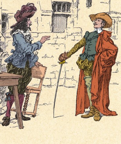 لقاء Cyrano ، الشاب ، الذي وصل إلى باريس ، مع D'Artagnan - رسم من Zier ، أوائل القرن العشرين. بواسطة فرانسوا إدوارد زير