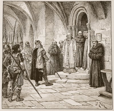 سوين يطالب بفدية ، توضيح من "كنيسة إنجلترا: تاريخ للشعب" بقلم HDM Spence-Jones ، حانة. ج .1910 (صورة بني داكن) بواسطة فرانسوا إدوارد زير