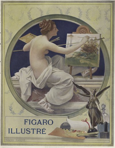 صورة امرأة عارية جزئيًا بحامل بواسطة Francois Flameng