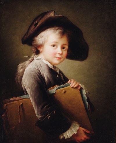صبي صغير يحمل حقيبة 1760 بواسطة Francois Hubert Drouais