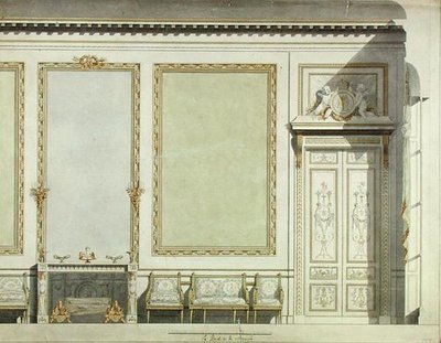 تصميم لمنزل دوقة مازارين ، حوالي 1777 (ألوان مائية على ورق) بواسطة فرانسوا جوزيف بيلانجر