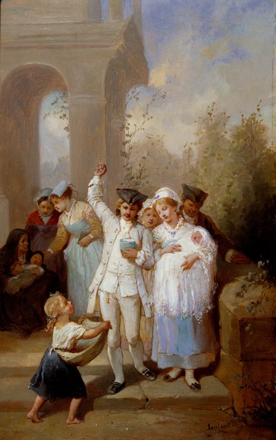لوحة المعمودية لفرانسوا لويس لانفانت ديت لانفانت دي ميتز (1814-1892) مجموعة خاصة من القرن التاسع عشر بواسطة فرانسوا لويس لانفانت دي ميتز