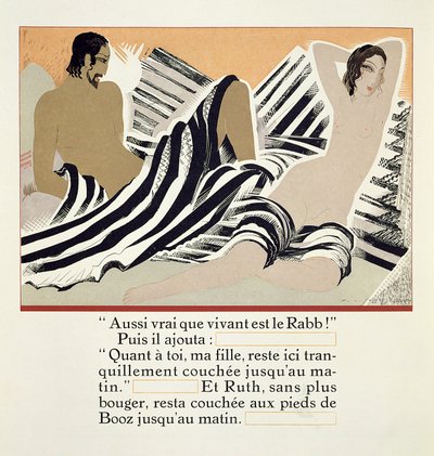راوث تستريح عند أقدام بوعز ، من "روث وبوز" ، ترجمة جي سي ماردوس ، نُشر عام 1930 بواسطة فرانسوا لويس سميث