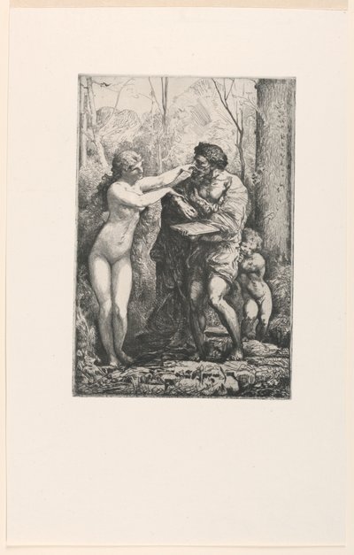 فنان وحورية ، من فيلم Twelve Etchings بواسطة Chifflart بواسطة Francois Nicolas Chifflart