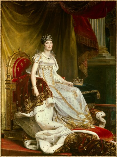 صورة للإمبراطورة جوزفين دي بوهارنيه (1763-1814) في زي التتويج لوحة فرانسوا جيرارد (1770-1837). قاتمة. 2.1x1.3 م. فونتينبلو ، قصر فونتينبلو - صورة للإمبراطورة جوزفين دي بوهارنيه (1763-1814) في قلبها بواسطة البارون فرانسوا باسكال سيمون جيرار