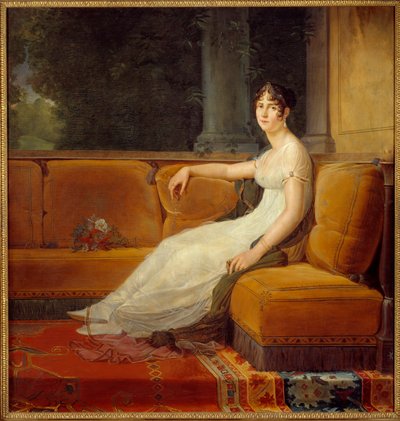 صورة للإمبراطورة جوزفين دي بوهارني (1763-1814) في صالونها في مالميزون لوحة فرانسوا جيرارد (1770-1837) 1801 صن. 1.71x1.64 م مالميزون ، متحف القصر - صورة كاملة الطول للإمبراطورة جوزفين دي بوهارني (1763-1814) في تي بواسطة البارون فرانسوا باسكال سيمون جيرار