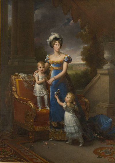 دوقة دي بيري مع الأطفال لويز ماري تيريز دارتويس وهنري درتويس ، 1822 بواسطة فرانسوا باسكال سيمون جيرارد