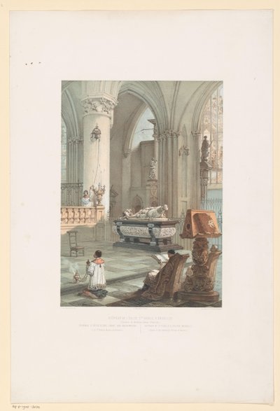 الجزء الداخلي من Sint-Michiel-en-Sint-Goedelekathedraal في بروكسل مع قبر إرنست فان أوسترنيك داخل كنيسة القديس جودول ، في بروكسل (تومبو من الأرشيدوق إرنست دوتريش) / قبر د. الأرشيدوق إرنست فون أوستيرريتش (...) / Interio بواسطة سيموناو وتوفي