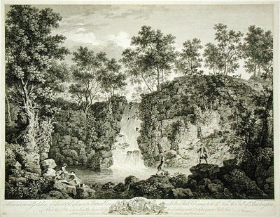 منظر لشلال في بولتون بارك ، كرافن ، يوركشاير ، نُشر عام 1753 (نقش) بواسطة فرانسوا فيفاريز