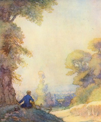 رسم توضيحي لـ The Scholar-Gipsy بواسطة ماثيو أرنولد (لون ليثو) بواسطة فرانك ادامز