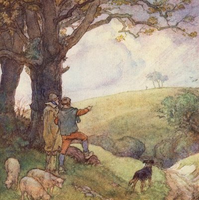 رسم توضيحي لـ The Scholar-Gipsy بواسطة ماثيو أرنولد (لون ليثو) بواسطة فرانك ادامز