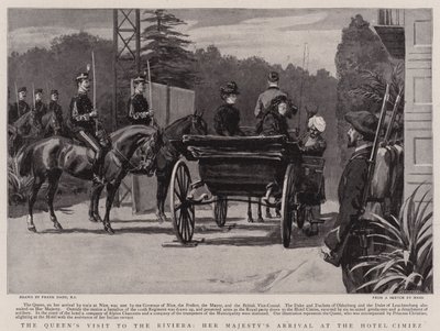 زيارة الملكة إلى الريفييرا ، وصول جلالتها إلى فندق سيميز بواسطة Frank Dadd