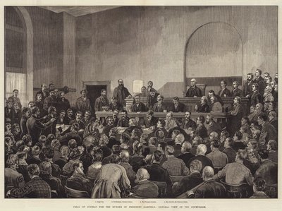 محاكمة Guiteau في جريمة قتل الرئيس غارفيلد ، المنظر العام لغرفة المحكمة بواسطة فرانك داد