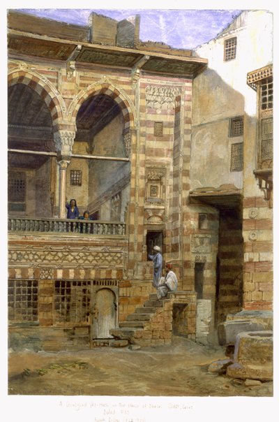 فناء ، الحوش ، في منزل الشيخ السادات ، القاهرة ، 1873 بواسطة فرانك ديلون