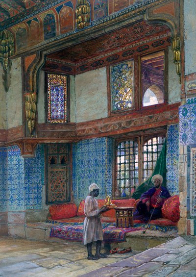استراحة في غرفة استقبال منزل مفتي الشيخ المحدث ، القاهرة ، 1873 بواسطة فرانك ديلون