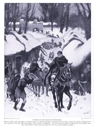 المجاعة في أيام Ethelred AD1005 ، 1920 بواسطة فرانك جيليت