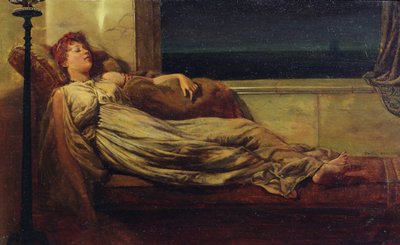 سيدة كلاسيكية تتكئ على كرسي طويل بواسطة Frank Hobden