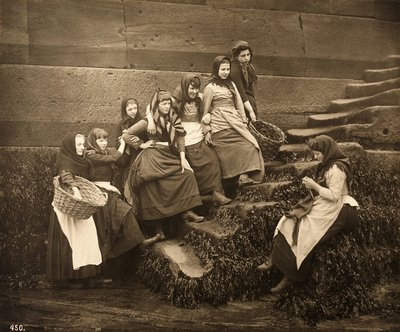 نساء ينتظرن أيام الصيد ، ويتبي هاربور ، شمال يوركشاير ، c.1899 بواسطة فرانك ميدو ساتكليف