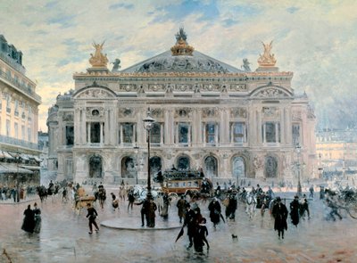 Place de l'Opera Garnier in Paris لوحة لفرانك مايرز بوغز لديت فرانك بوغز (1855-1926) 1900 مجموعة خاصة - Place de l'Opera Garnier (أو "دار الأوبرا الكبرى") ، باريس. لوحة لفرانك بوغز (1855-1926) بواسطة فرانك مايرز بوغز
