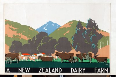 مزرعة ألبان نيوزيلندية ، من سلسلة "Buy New Zealand Produce" [6319386] (لون ليثو) بواسطة فرانك نيوبولد