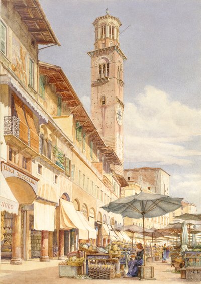 ساحة Piazza delle Erbe ، فيرونا ، من يونيو إلى سبتمبر 1884 بواسطة فرانك راندال