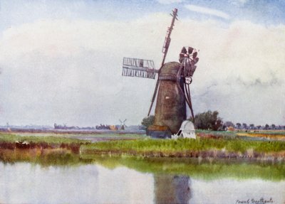 نورفولك برودز: Mill Country فوق Stokesby (لون litho) بواسطة فرانك ساوثجيت