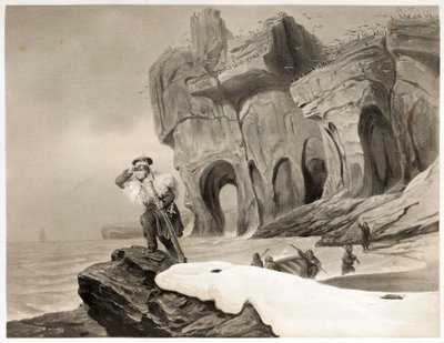 جزيرة بير من ترافيلز في الدول الاسكندنافية ، لابلاند ، سبيتسبيرجين وفيروس ، حانة. 1852 (نقش) بواسطة فرانسوا أوغست بيارد